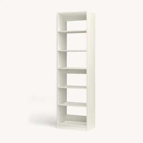 Shelves over Shelves reach-in closet module, 16" deep with an open front. 24" wide in Classic White with chrome hardware